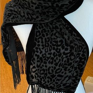 Animal Print Scarf, Laser Cut, Black Velvet and Chiffon
